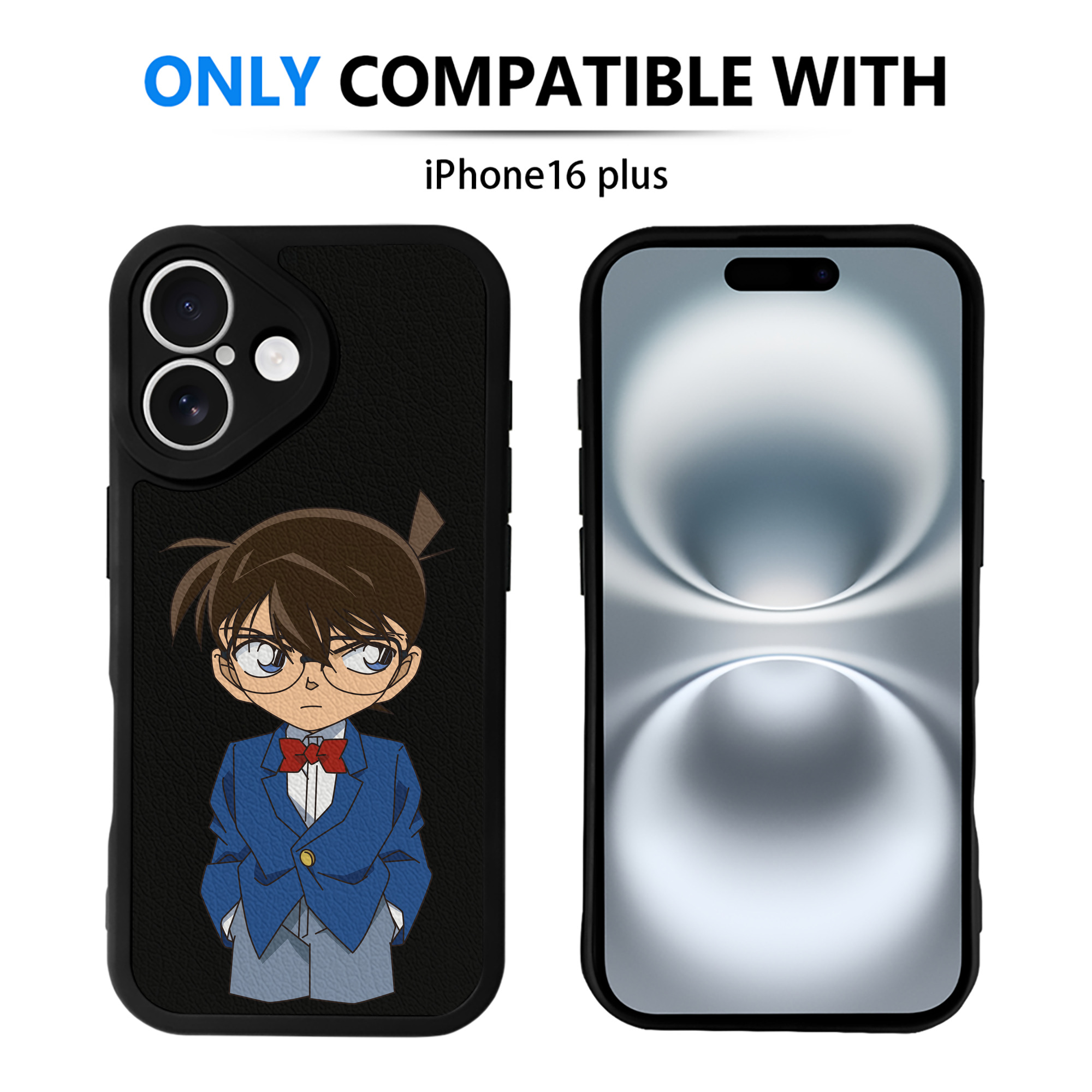（画像用） 名探偵コナン 江戸川 コナン Detective Conan Conan Edogawa 【iPhone 16シリーズ対応】シリコンスマホケース（レザー調） 材質：シリコン
